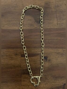 Gold Link Chain Necklace with Heart Toggle Clasp